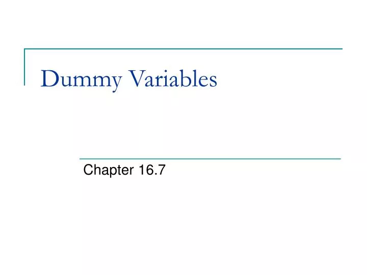 dummy variables