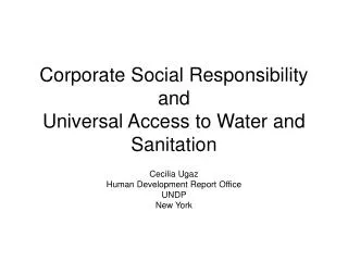 Corporate Social Responsibility and Universal Access to Water and Sanitation