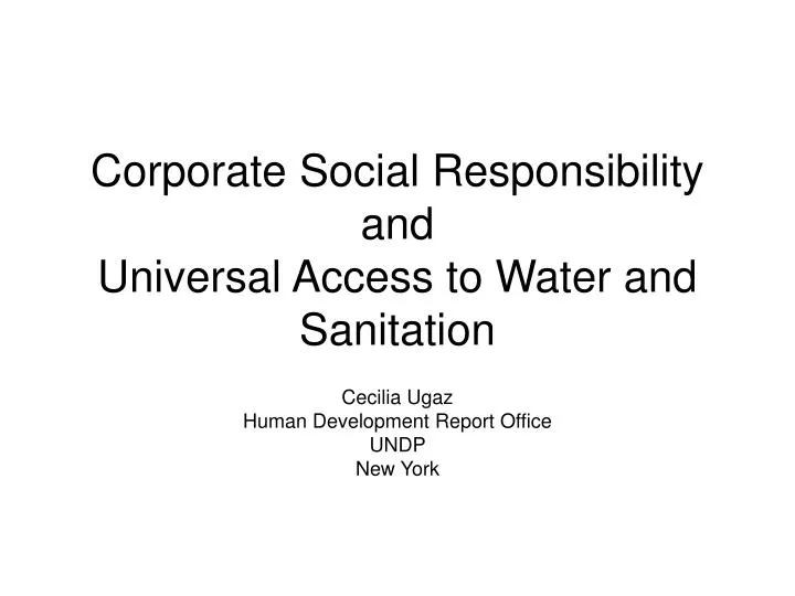 corporate social responsibility and universal access to water and sanitation