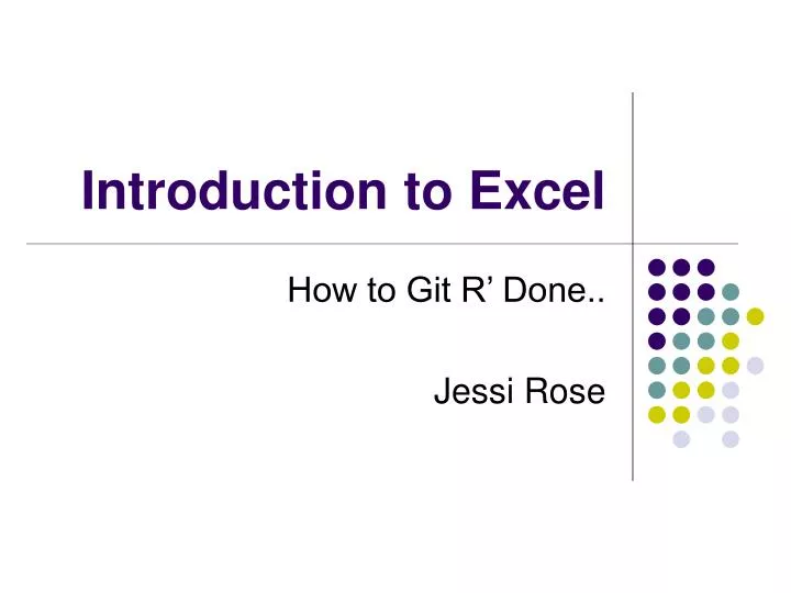 introduction to excel
