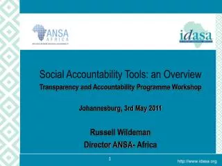 Social Accountability Tools: an Overview Transparency and Accountability Programme Workshop