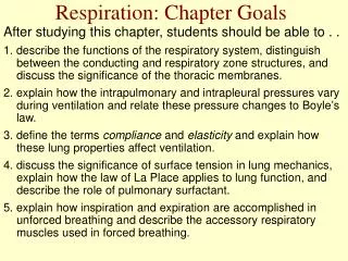 Respiration: Chapter Goals