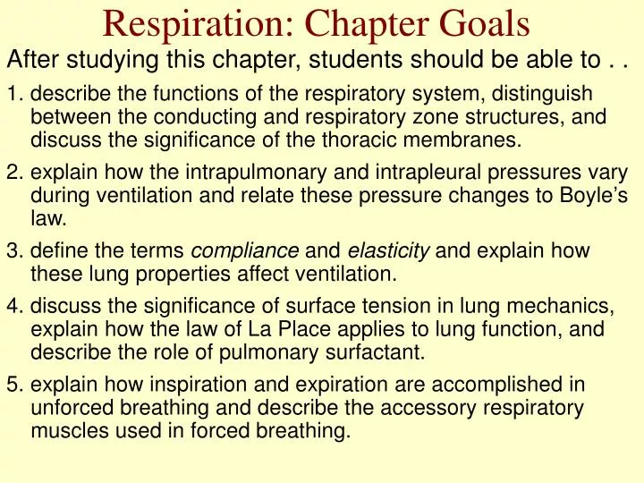 respiration chapter goals