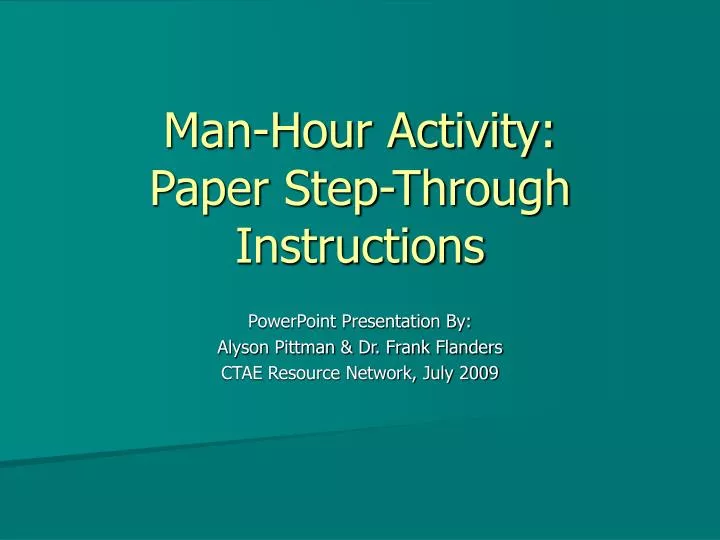 man hour activity paper step through instructions
