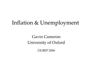 Inflation &amp; Unemployment