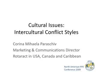Cultural Issues: Intercultural Conflict Styles