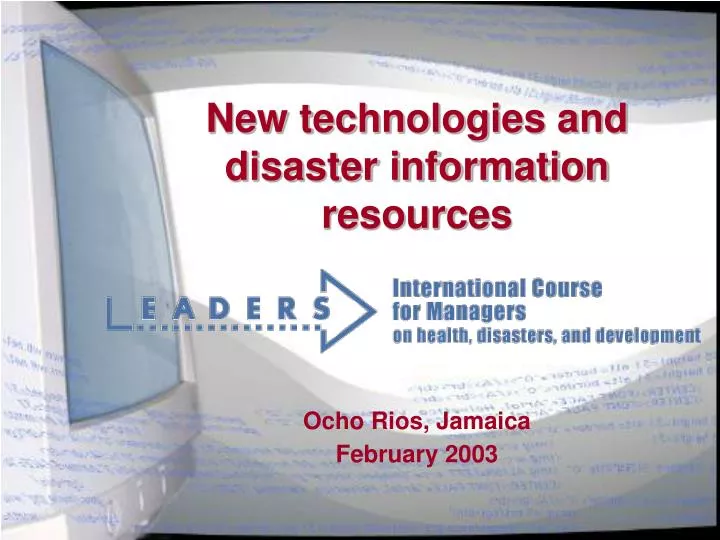 new technologies and disaster information resources