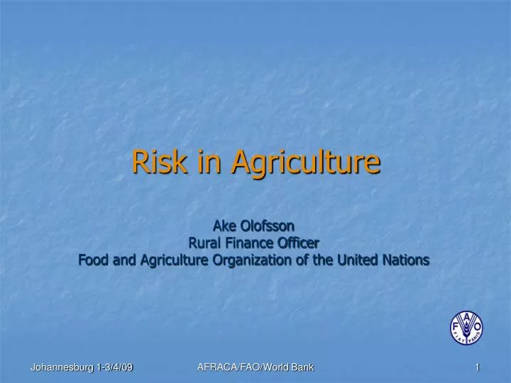 risk in agriculture