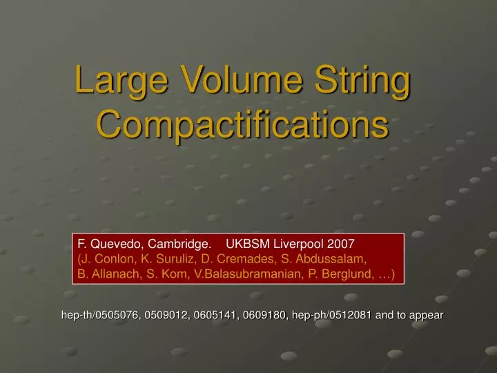 large volume string compactifications