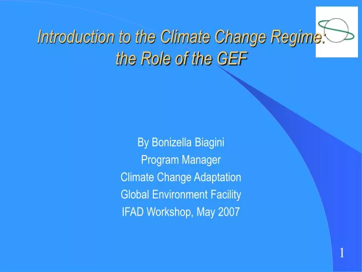 introduction to the climate change regime the role of the gef