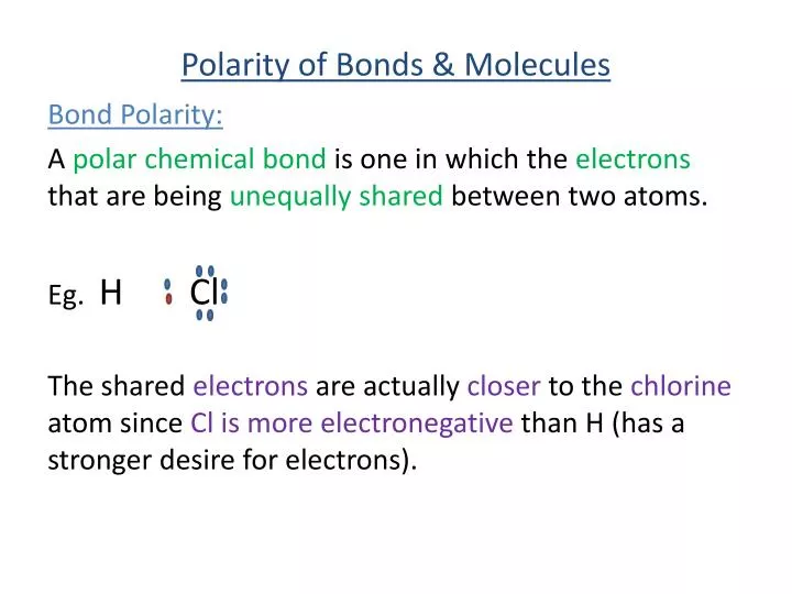 polarity of bonds molecules