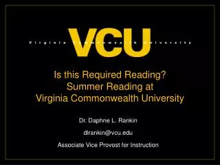 Is this Required Reading? Summer Reading at Virginia Commonwealth University