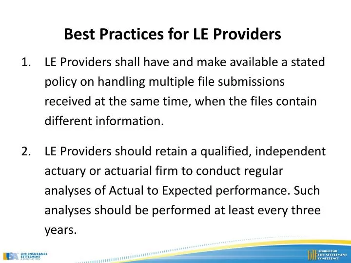 best practices for le providers