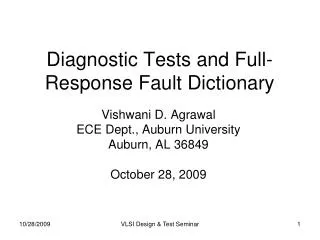 Diagnostic Tests and Full-Response Fault Dictionary