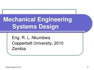Mechanical Engineering Systems Design