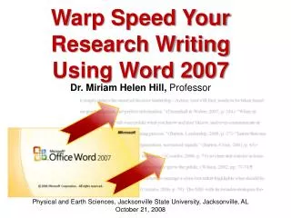 Warp Speed Your Research Writing Using Word 2007