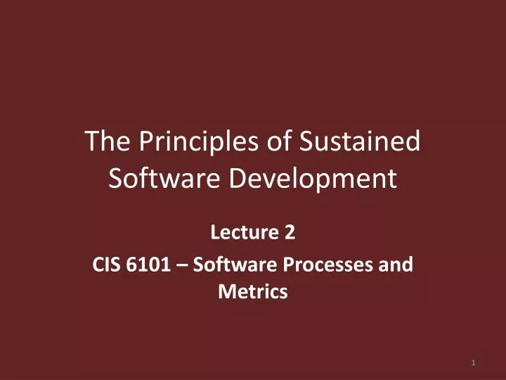 the principles of sustained software development
