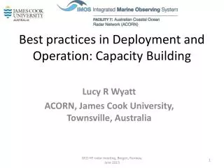Best practices in Deployment and Operation: Capacity Building