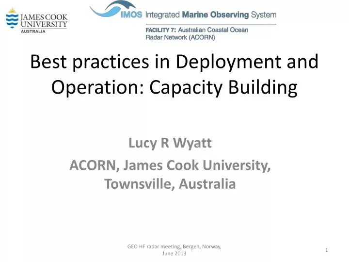 best practices in deployment and operation capacity building
