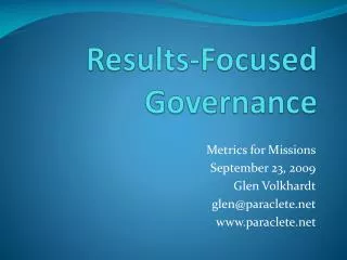 Results-Focused Governance