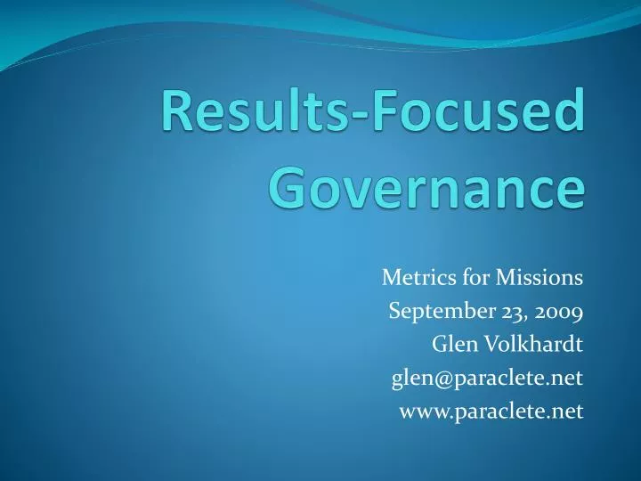 results focused governance