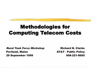 Methodologies for Computing Telecom Costs