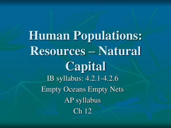 human populations resources natural capital