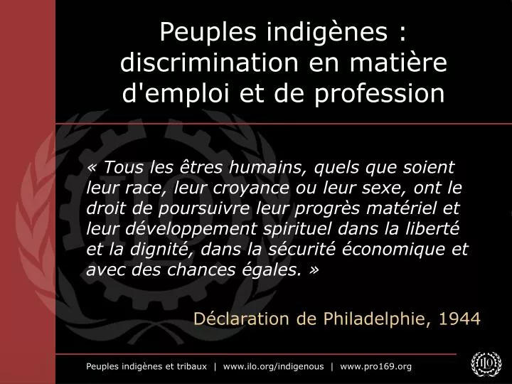 peuples indig nes discrimination en mati re d emploi et de profession