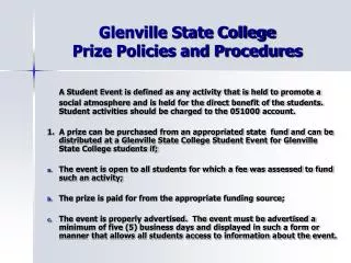 Glenville State College Prize Policies and Procedures
