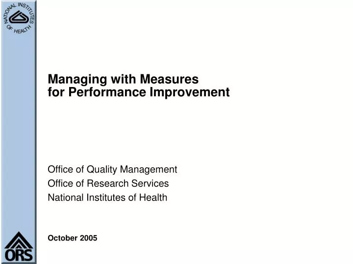 managing with measures for performance improvement