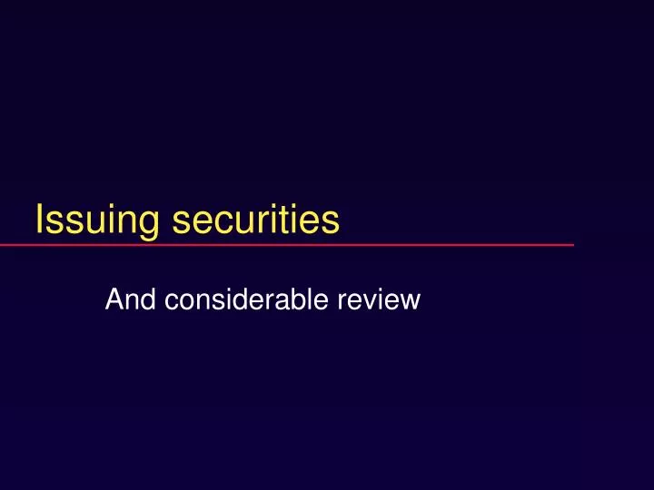 issuing securities