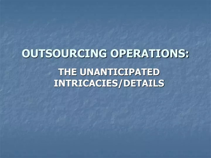 outsourcing operations
