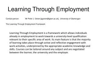 Learning Through Employment