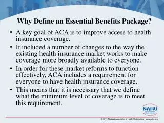 Why Define an Essential Benefits Package?