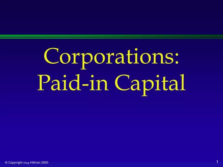 corporations paid in capital