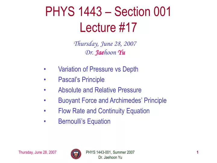 phys 1443 section 001 lecture 17