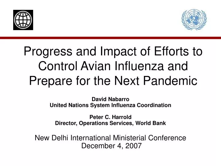 progress and impact of efforts to control avian influenza and prepare for the next pandemic