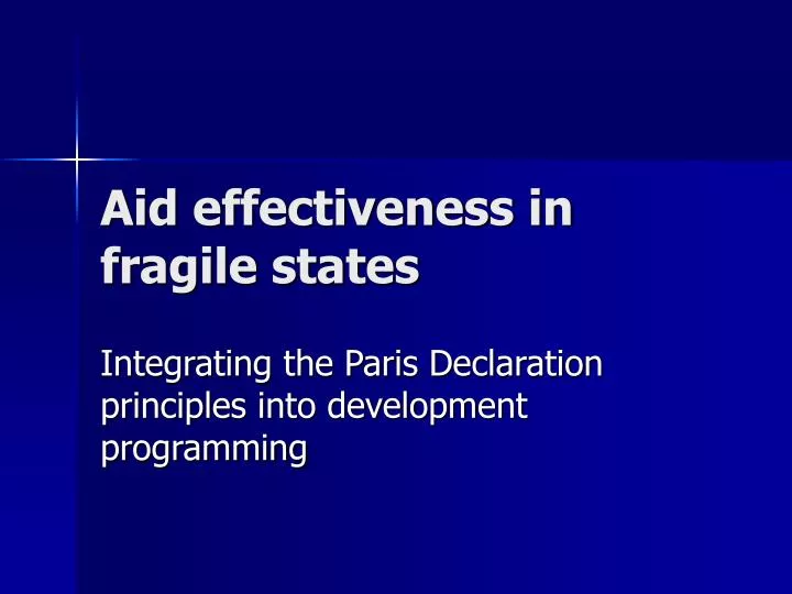 aid effectiveness in fragile states