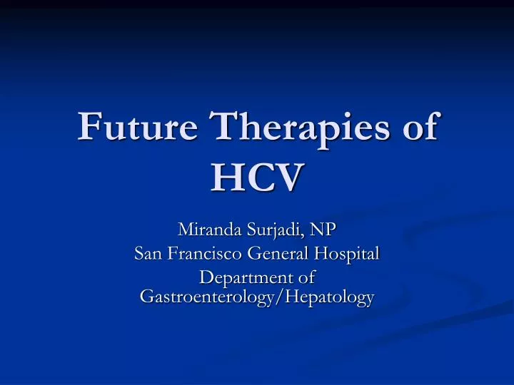 future therapies of hcv