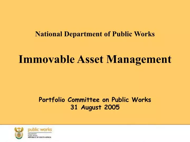 national department of public works immovable asset management