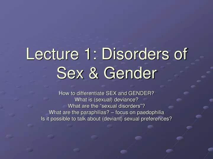 lecture 1 disorders of sex gender