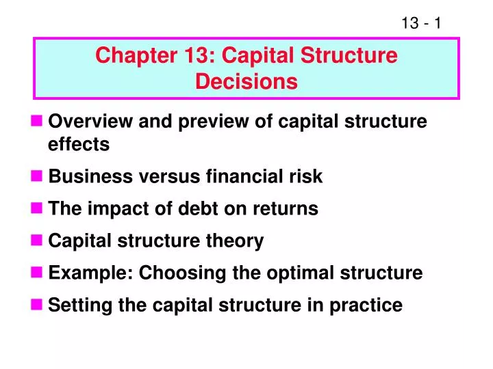 chapter 13 capital structure decisions