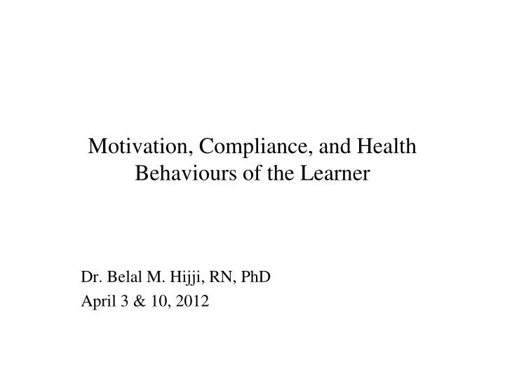 motivation compliance and health behaviours of the learner