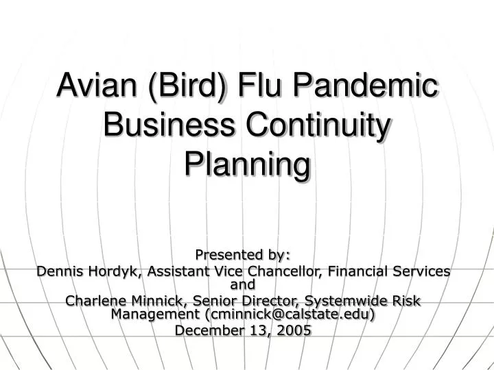 avian bird flu pandemic business continuity planning