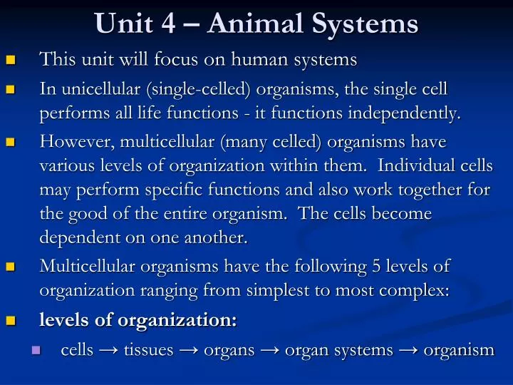 unit 4 animal systems