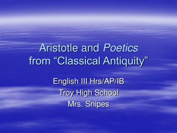 aristotle and poetics from classical antiquity