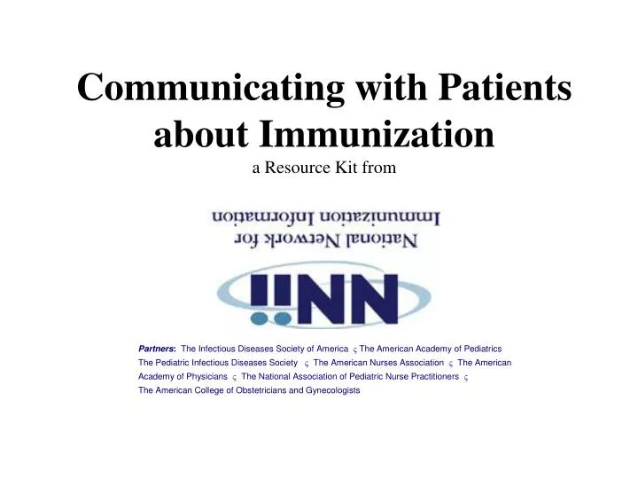 communicating with patients about immunization a resource kit from