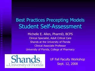 Best Practices Precepting Models Student Self-Assessment