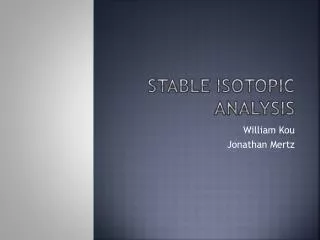 Stable Isotopic Analysis