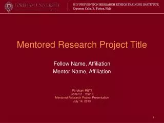 Mentored Research Project Title